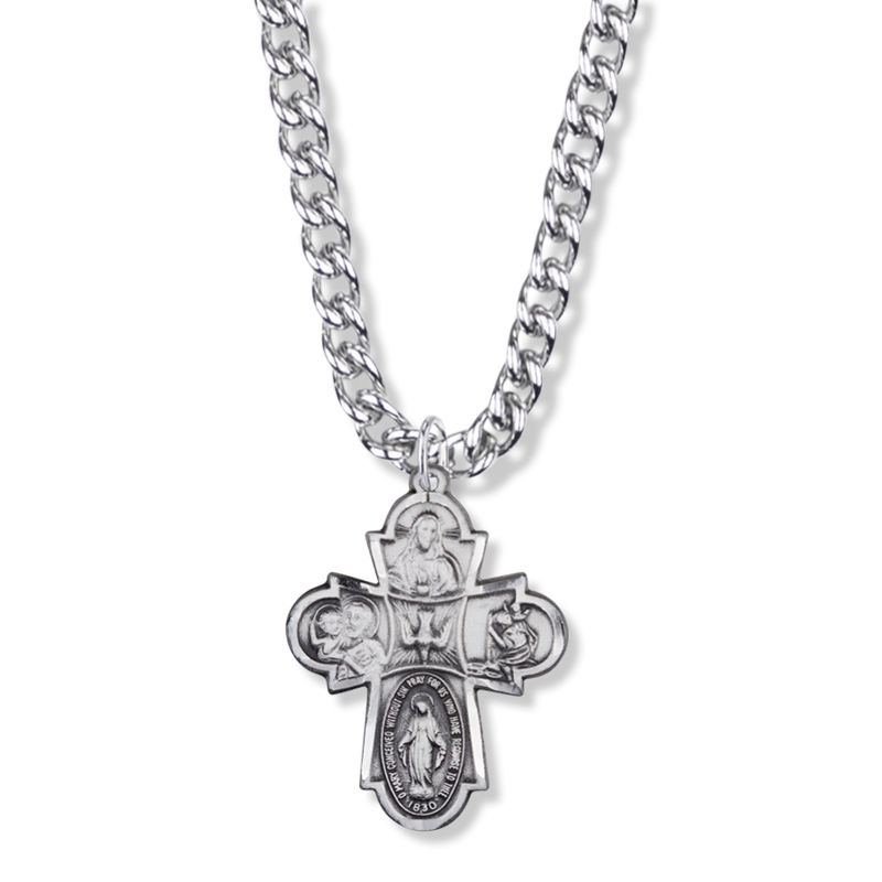 Sterling Silver Antiqued Catholic Four Way Cross Pendant Charm, Made in USA  - Walmart.com