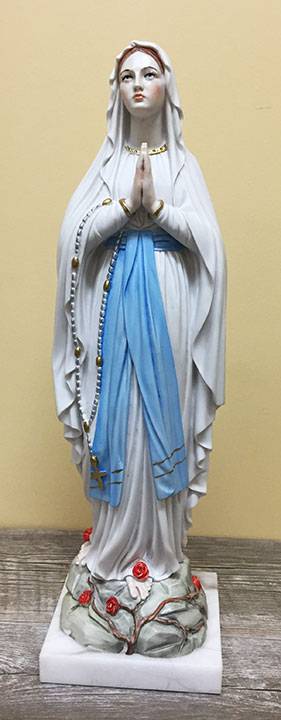 Statue of Our Lady of Lourdes in resin marble high quality decorated by hand of Italian artisan production