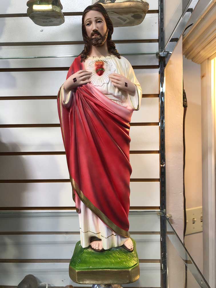Stunning Sacred Heart of Jesus 8" Plaster Statue 