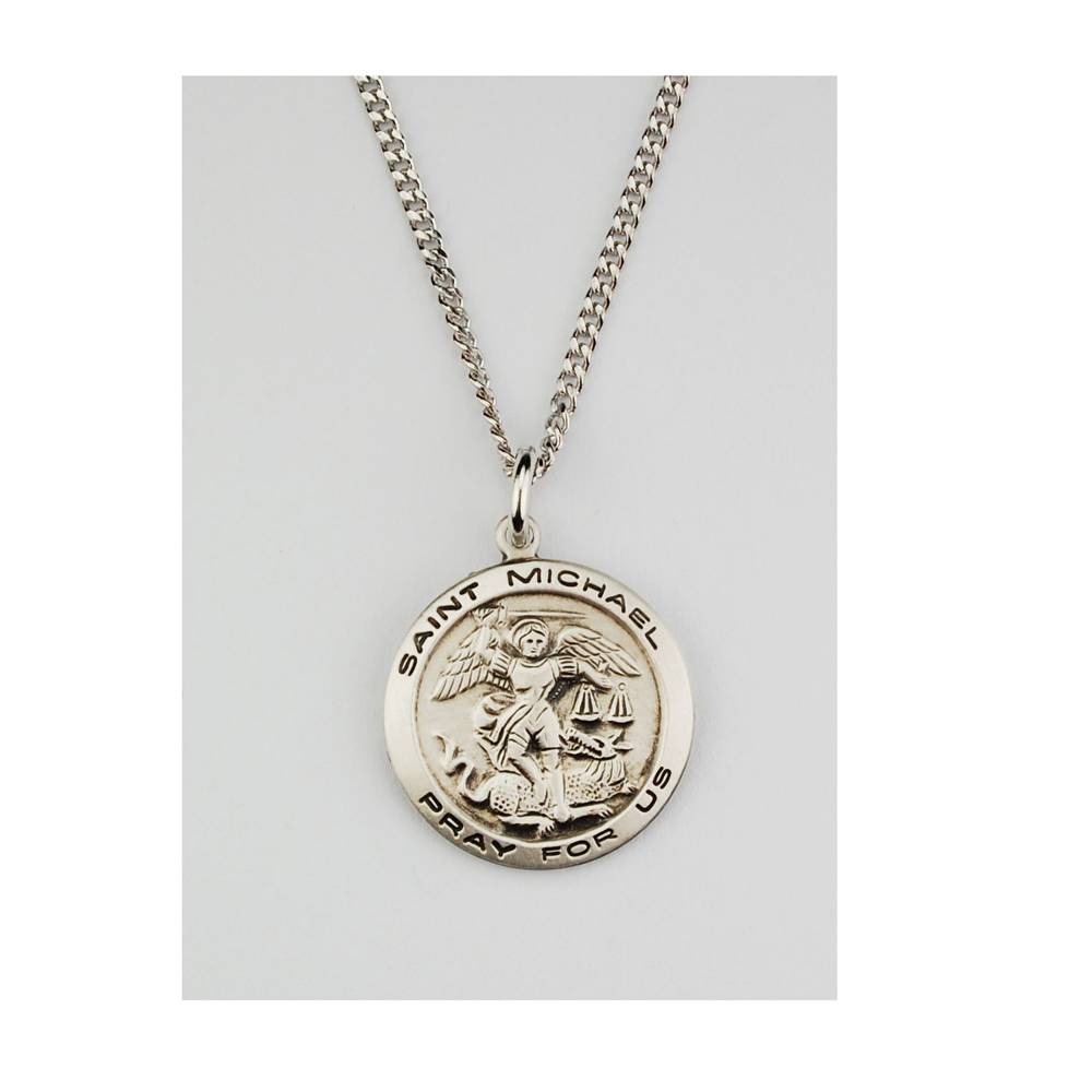 Shield Saint Michael Necklace, Christian Archangel Medallion, Sterling  Silver 925 – vartovarjewelry.com