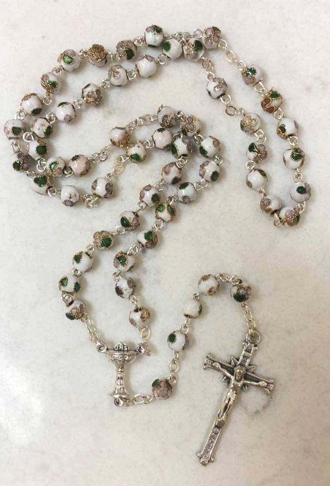 Papal Rosary Beads, Papal Crucifix, JPII Centerpiece, 6MM Hematite Beads
