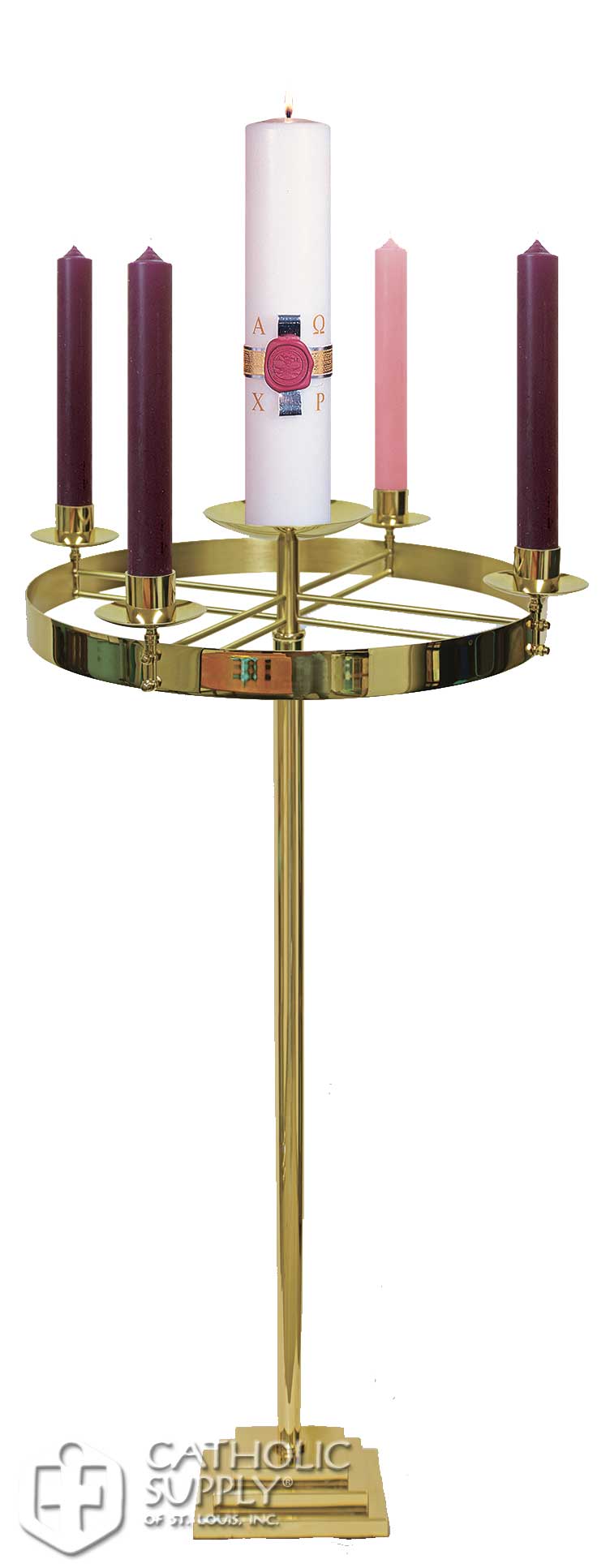 Church Advent Wreath Candleholder for 1.5 Candles - Solid Brass