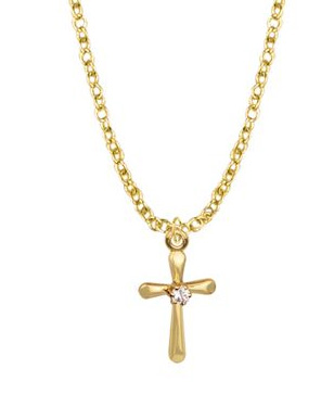Gold Filled Cross Heart Earrings - Baby Earrings - Baptism Gifts