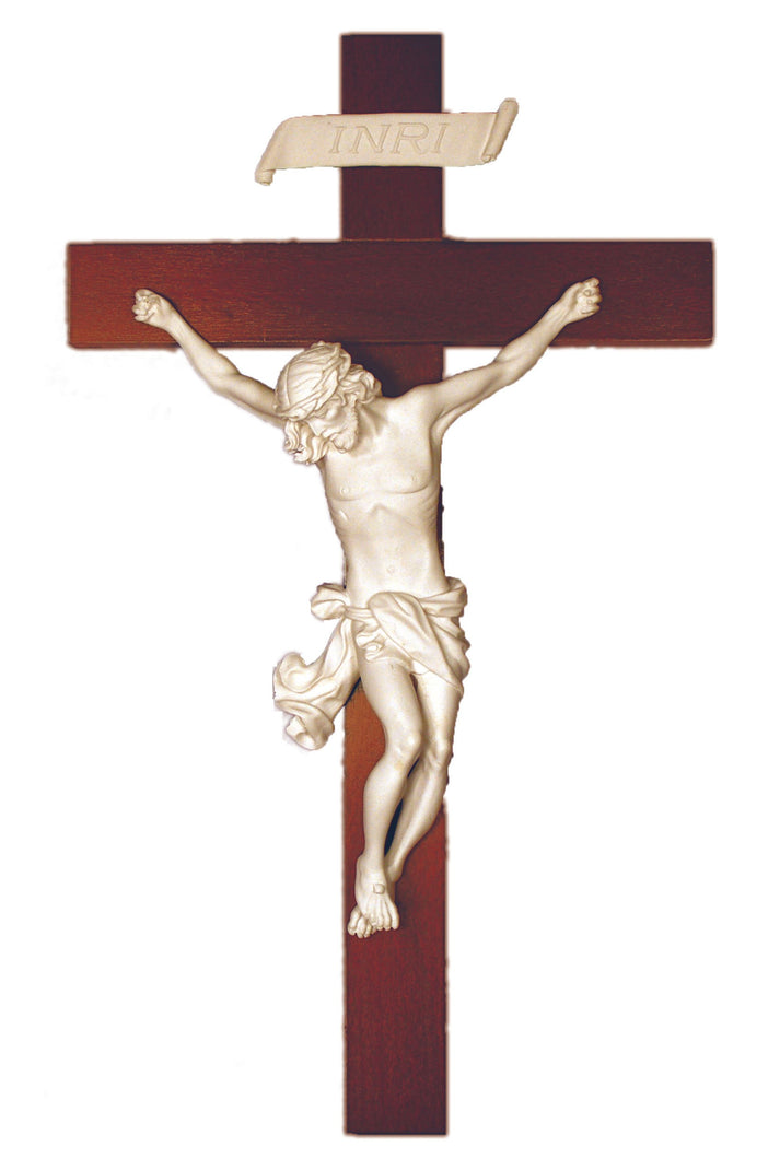 Church Crucifix, Italian Corpus, Red or Blue Drape, Wooden Cross, USA