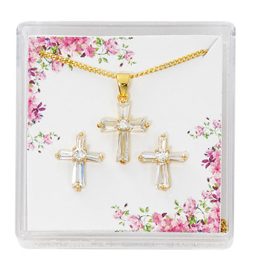 Floral Necklace Set in Rose Gold & Diamonds - NE-2597