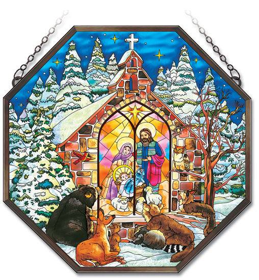 Joy to the World Nativity 15 Glass Suncatcher