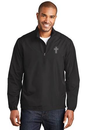 Black quarter best sale zip windbreaker