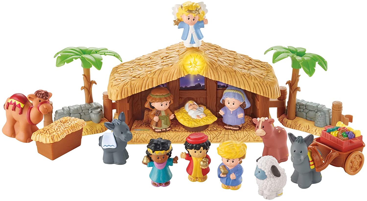 Fisher Price Little People Christmas Mother Mary manger nativity Jesus Blue Toy 
