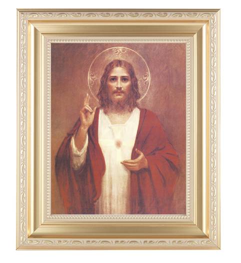 Sacred Heart of Jesus Large Mahogany Framed Picture 
