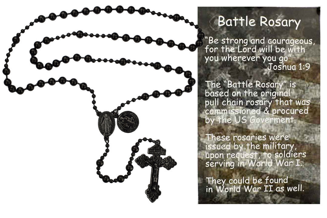 Men's Gunmetal and Black Personalized Rosary Beads outlet | Masculine Rosaries for Men and Boys