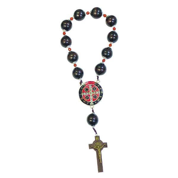 Black Paracord Copper Pocket Rosary St. Benedict Olive Wood Crucifix  Catholic Rosary Decade Rosary 
