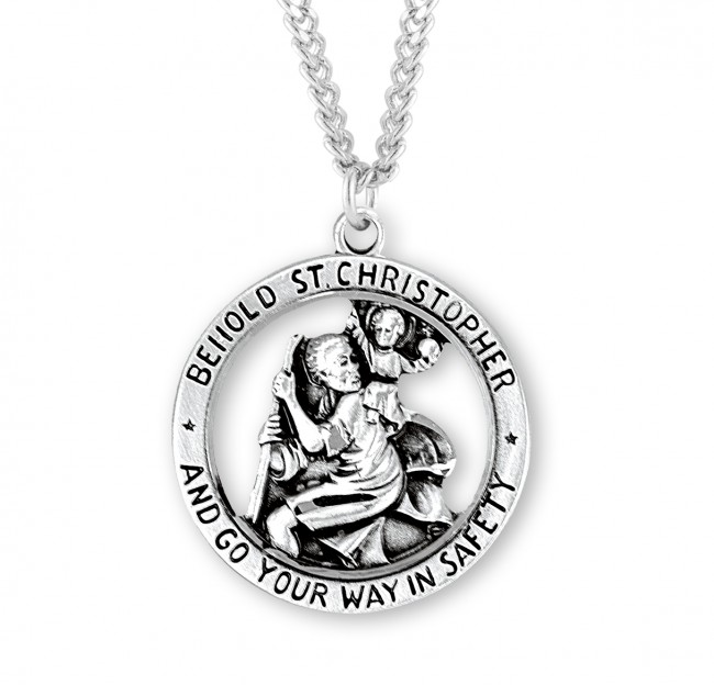 Amazon.com: Gold St Christopher Necklace - Mens Saint Pendant Travelers,  Gift Religious Jewelry, Protection Medal, Men Silver Medallion, Women Gift  to Husband, Best Friend Present, Catholic Charm (Silver) : Handmade Products