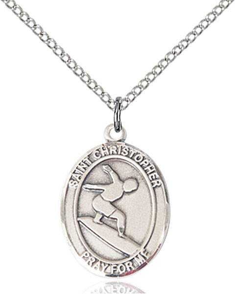 Amazon.com: St. Christopher Surf Medal Necklace Pendant, Protector of  Travel sv/wh Silver/White Small : Clothing, Shoes & Jewelry