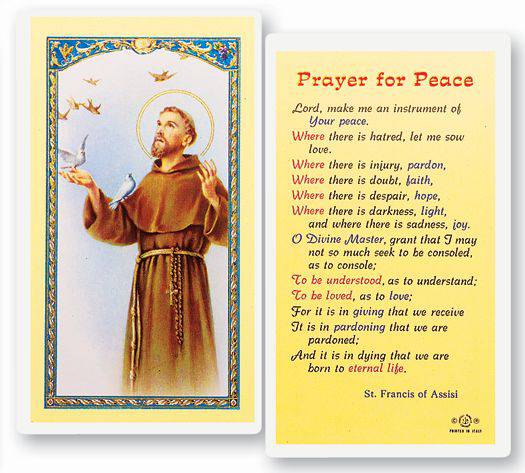 holy card, prayer card, laminated card, pocket card, st. francis, patron .....