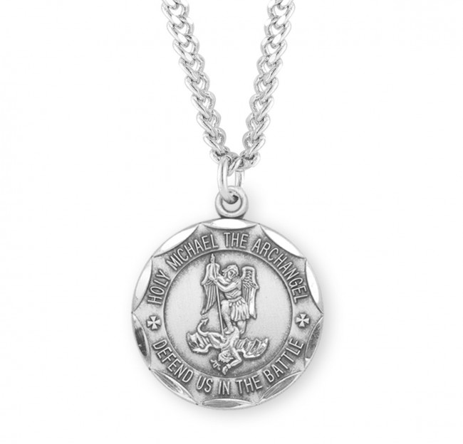 Michael EMT Medal Pendant Chain Catholic Necklace .925 Sterling Silver Saint St 