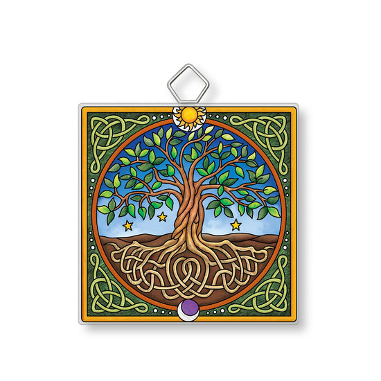 Tiffany Tree of Life Stain Glass Art Hanging, 9.3 x 13.3