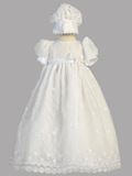 0-3 Mo Embroidered Tulle White Christening Gown