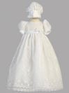 Embroidered Tulle White Christening Gown, 0-3 Mo 