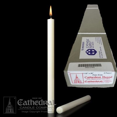 1-1/2" x 26" Beeswax Altar Candles