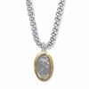 St. Christopher Two Tone Sterling Silver Medal on 24" Chain