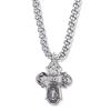 Four Way 1-1/4 Inch Sterling Silver Engraved Antique Medal Necklace