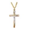 1-3/8" Two-tone 14K Gold Over Sterling Silver Crucifix on 24" Chain