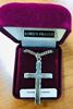1.5" Sterling Silver Cross Necklace with Lords Prayer on Back 