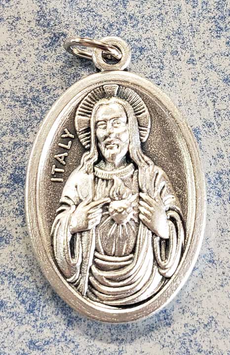 1" Sacred Heart of Jesus Oxidized Medal