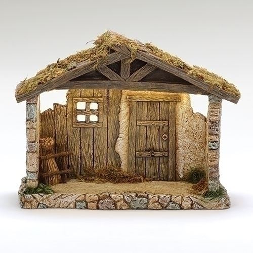 Fontanini 10.5"H Lighted Resin Stable For 5" Scale Nativity Figures