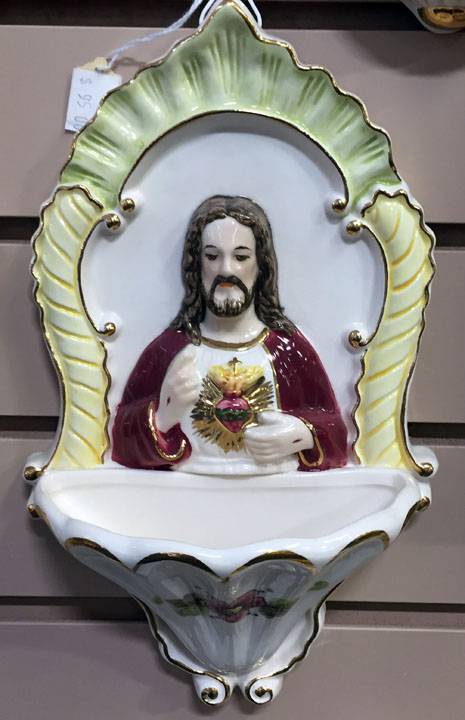10.5" Sacred Heart Della Robbia Holy Water Font *WHILE SUPPLIES LAST*