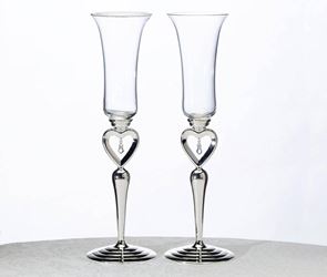 10.5" Toasting Glasses With Dangling Jewel