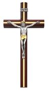 Cherry 10" Wall Crucifix with Gold Inlay