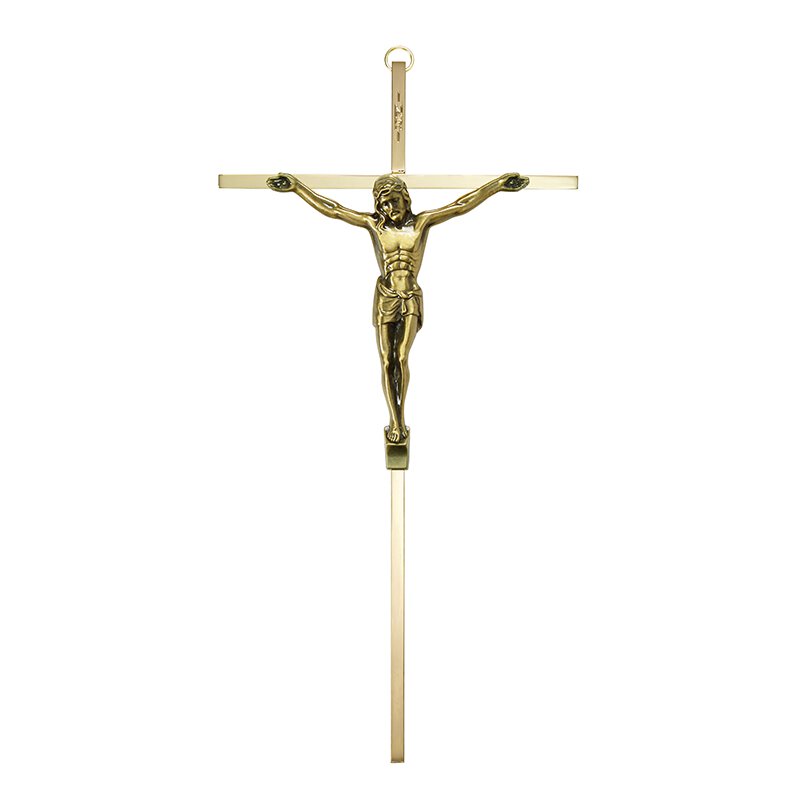 10" Gold-Plated Wall Crucifix with Antiqued Corpus 