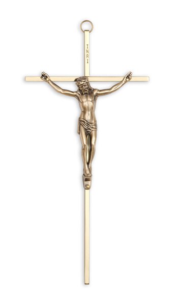 Zinc Alloy Cross with Gold Plated Finish with Antique Gold Corpus