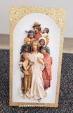 10" Jesus with the Children Full Color Wall Plaque from Italy Wood Carved from Lindenwood