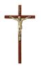 10" Maple Finish Wall Crucifix With Antiqued Gold Plated Corpus