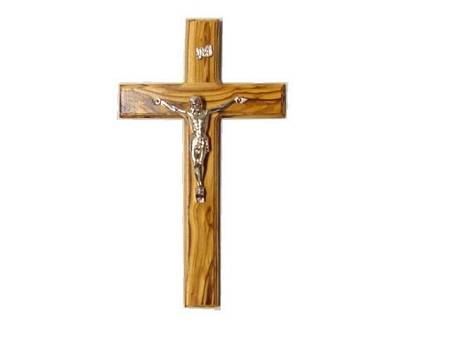 10" Olive Wood Wall Cross with Crucifix