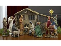 10 Inch First Christmas Gifts 16pc Real Life Nativity Set with Stable RLN040