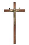 Walnut Finish 10" Wall Cross with Antiqued Gold Plated Risen Christ