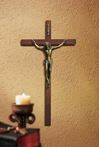 Walnut Finish 10" Wall Crucifix with Antiques Gold Plated Corpus