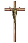Walnut Finish with Gold Plated Inlay Risen Christ 10" Wall Cross