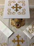 11-41 Altar Linen Set with Gold Cross Design