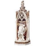 11.75" Lighted St. Michael in Arch with Stain Glass Window Statue