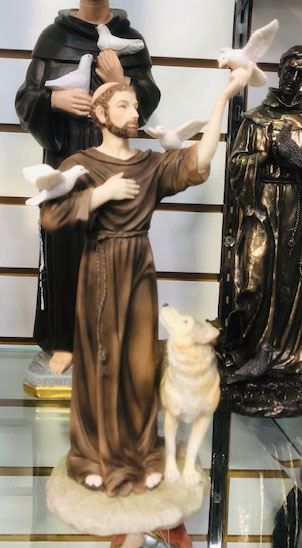 11" St Francis with Wolf Statue