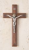 Laser Engraved Detail 11" Walnut Wall Crucifix 