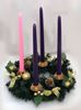 12" Decorated Evergreen Advent Wreath with Gold Accents