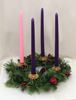 12" Decorated Evergreen Advent Wreath WITH RED BERRIES