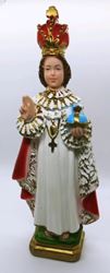 12" Infant Of Prague Statue Plaster, Colored Made In Italy