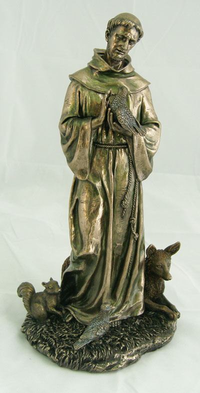 12" St. Francis With Animals Statue