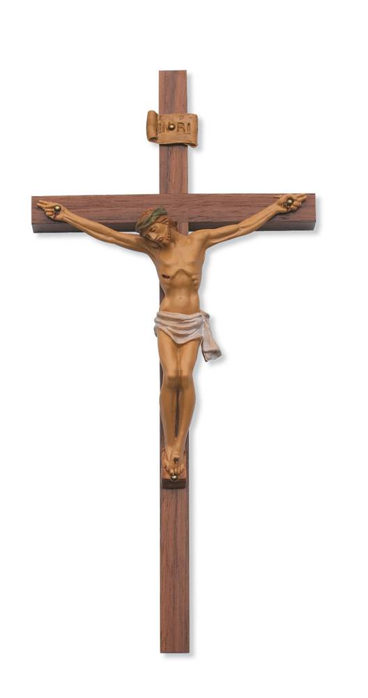 12" Walnut Crucifix with Italian Corpus